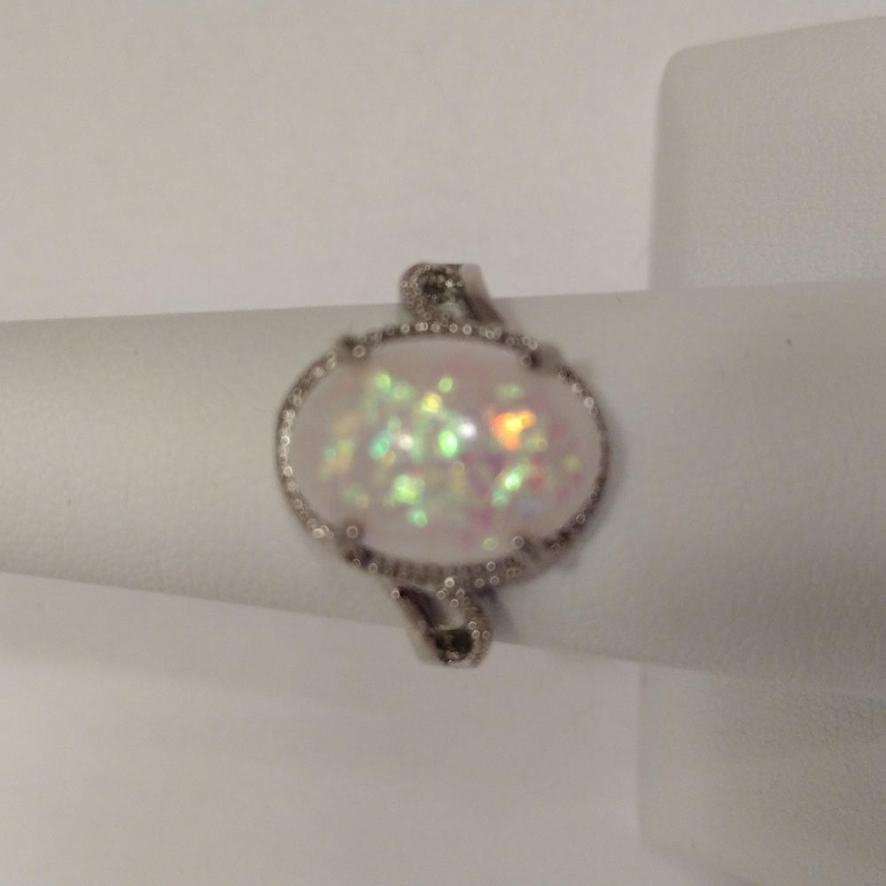 2XHP!! NWT Boho Beautiful Silver Opal 6 Ring! - Picture 4 of 7